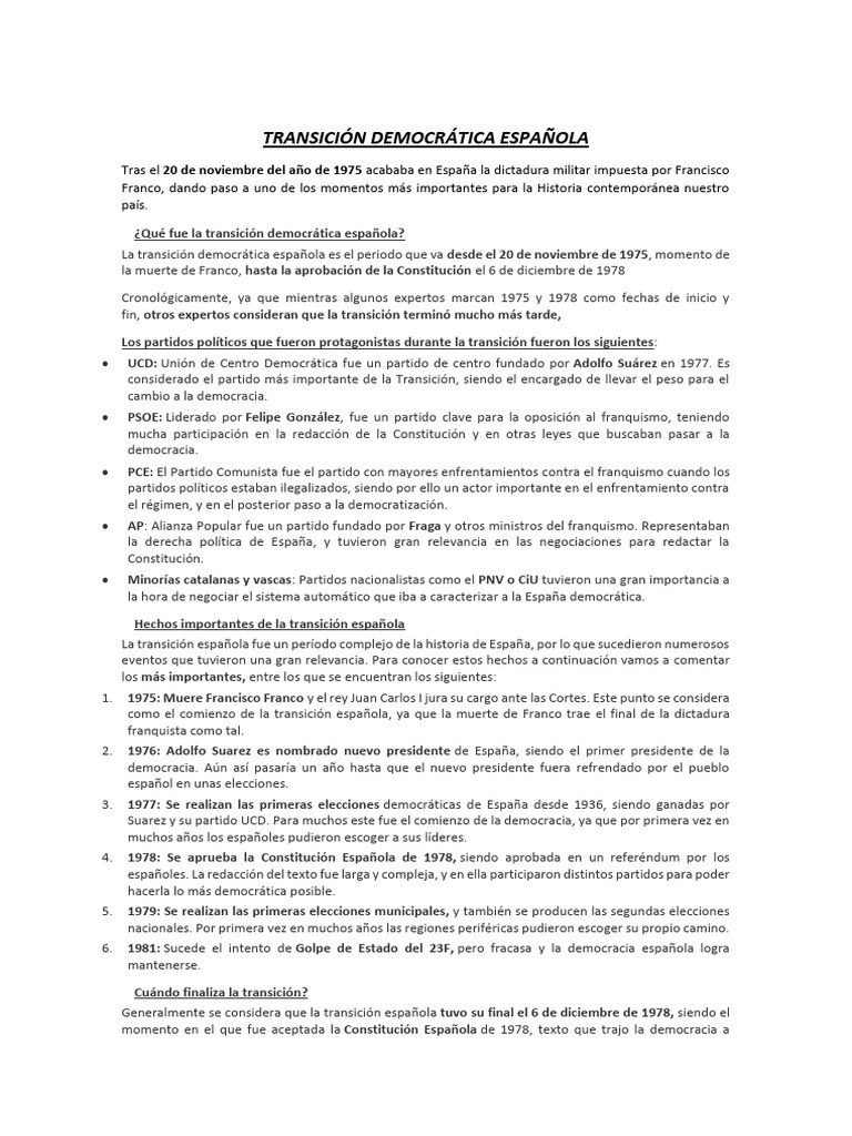 TRANSICIÓN DEMOCRÁTICA ESPAÑOLA | PDF | Cortes Generales | España
