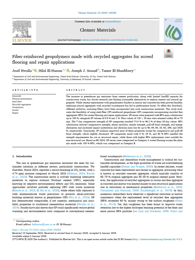 Fiber Reinforced Geopolymers Made With Recycled Aggregates | PDF ...