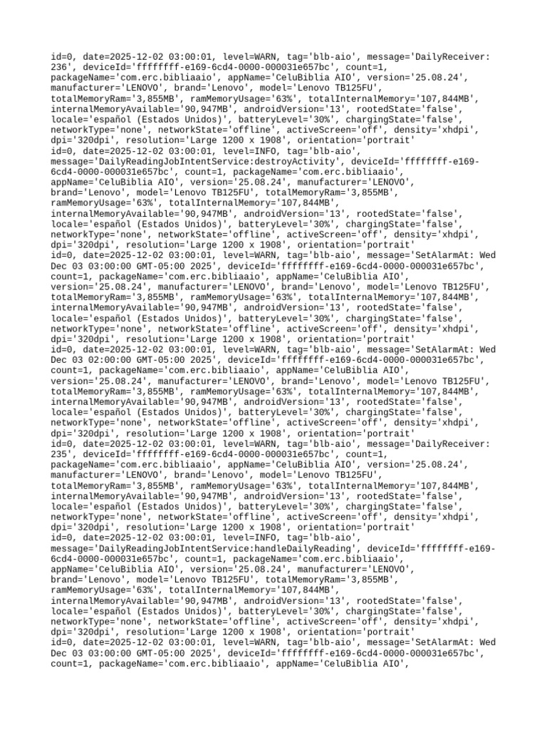 CeluBiblia AIO App Log Summary | PDF