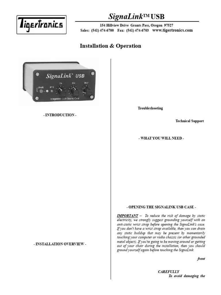 SignaLink USB Installation Guide | PDF | Electrical Connector | Usb
