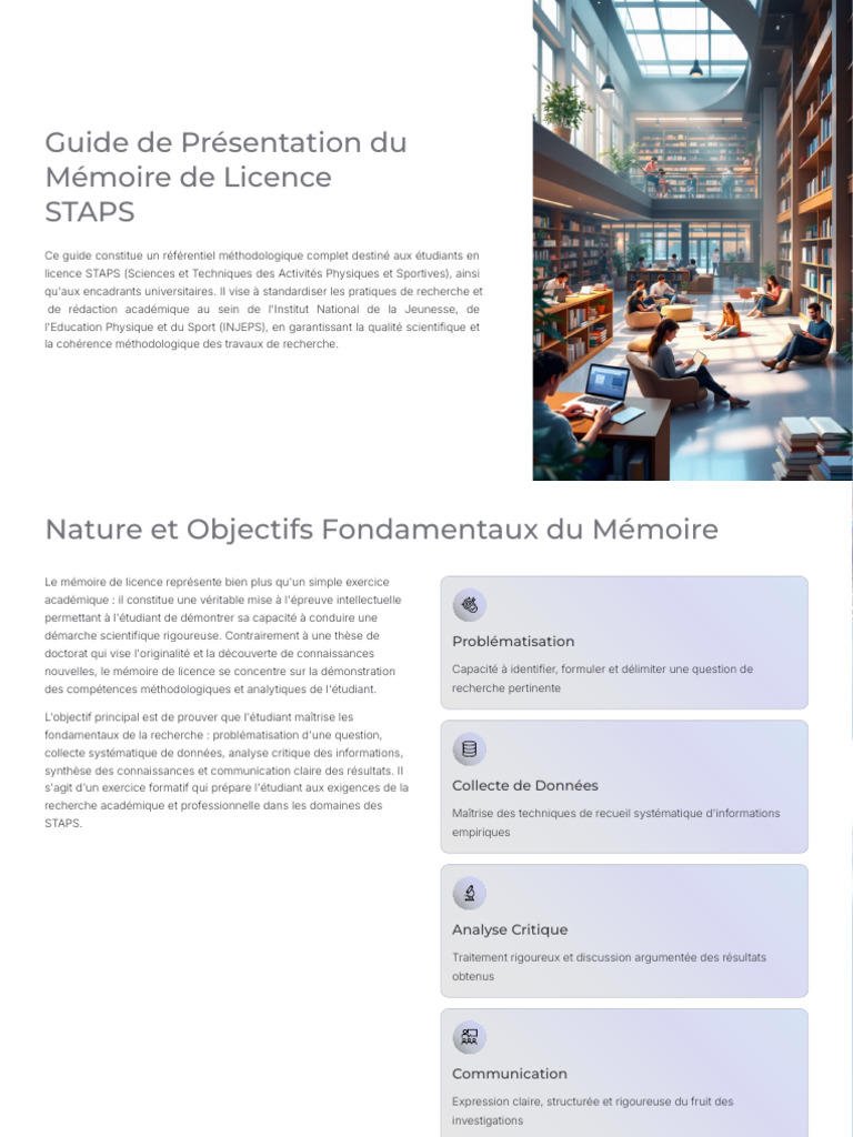 Guide du Mémoire de Licence STAPS | PDF | Statistiques | Doctorat