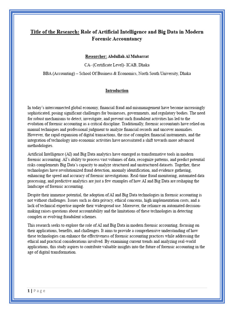 Role of Artificial Intelligence and Big Data in Modern Forensic ...