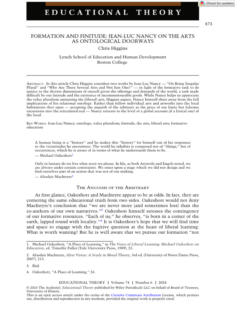 Nancy's Ontology and the Arts Explained | PDF | Senses