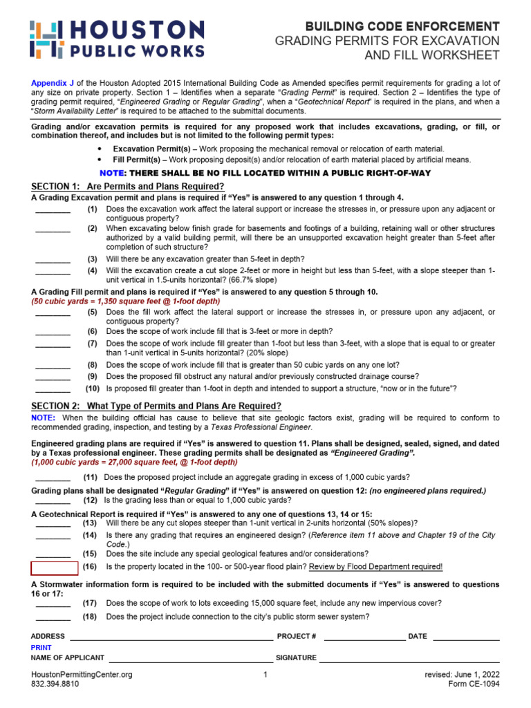 Houston Grading Permit Requirements | PDF | Civil Engineering