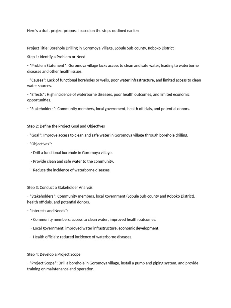 Borehole Drilling Proposal for Goromoya | PDF | Oil Well | Borehole