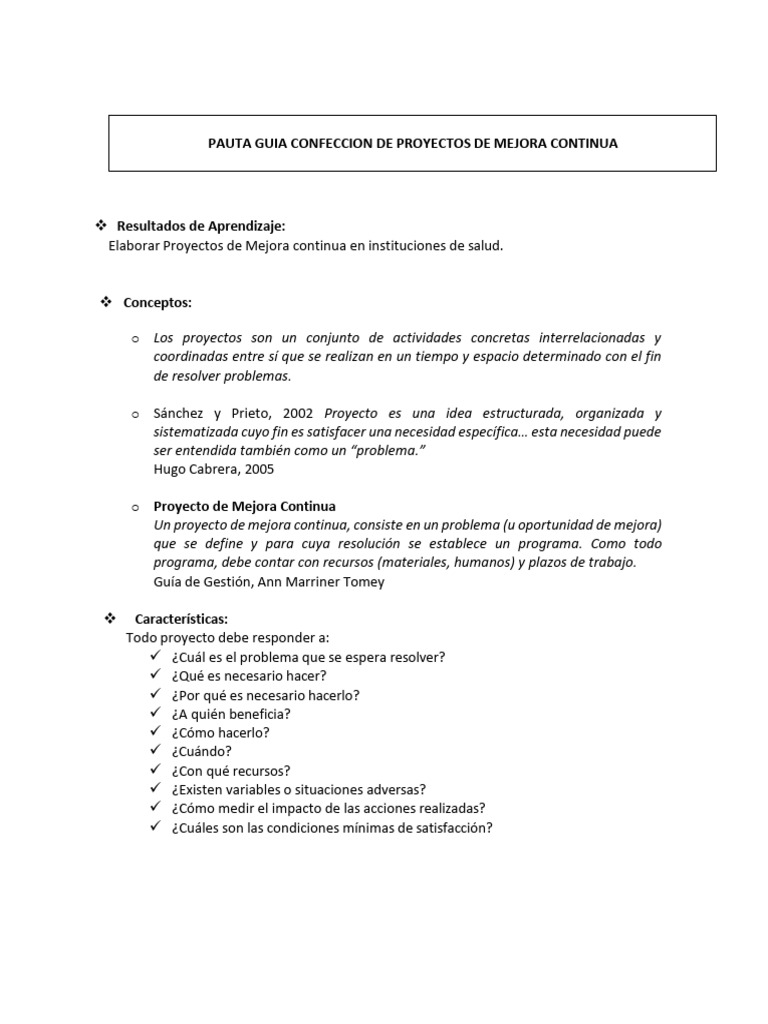 Proyectos de Mejora Continua en Salud | PDF | Diseño