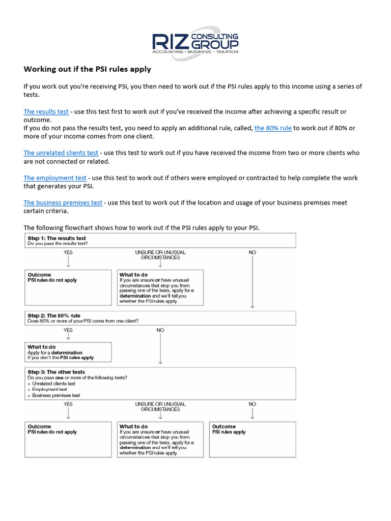 5. Working Out if the PSI Rules Apply 2018 | PDF | Employment ...