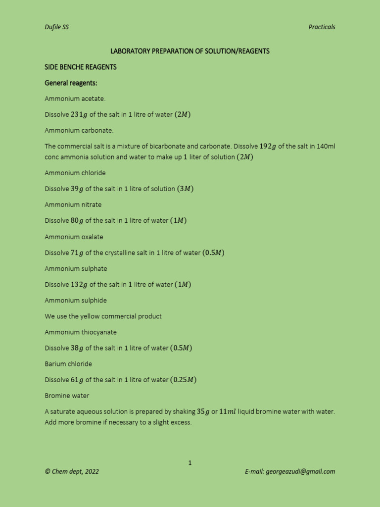 Laboratory Reagents | PDF | Acid | Hydroxide