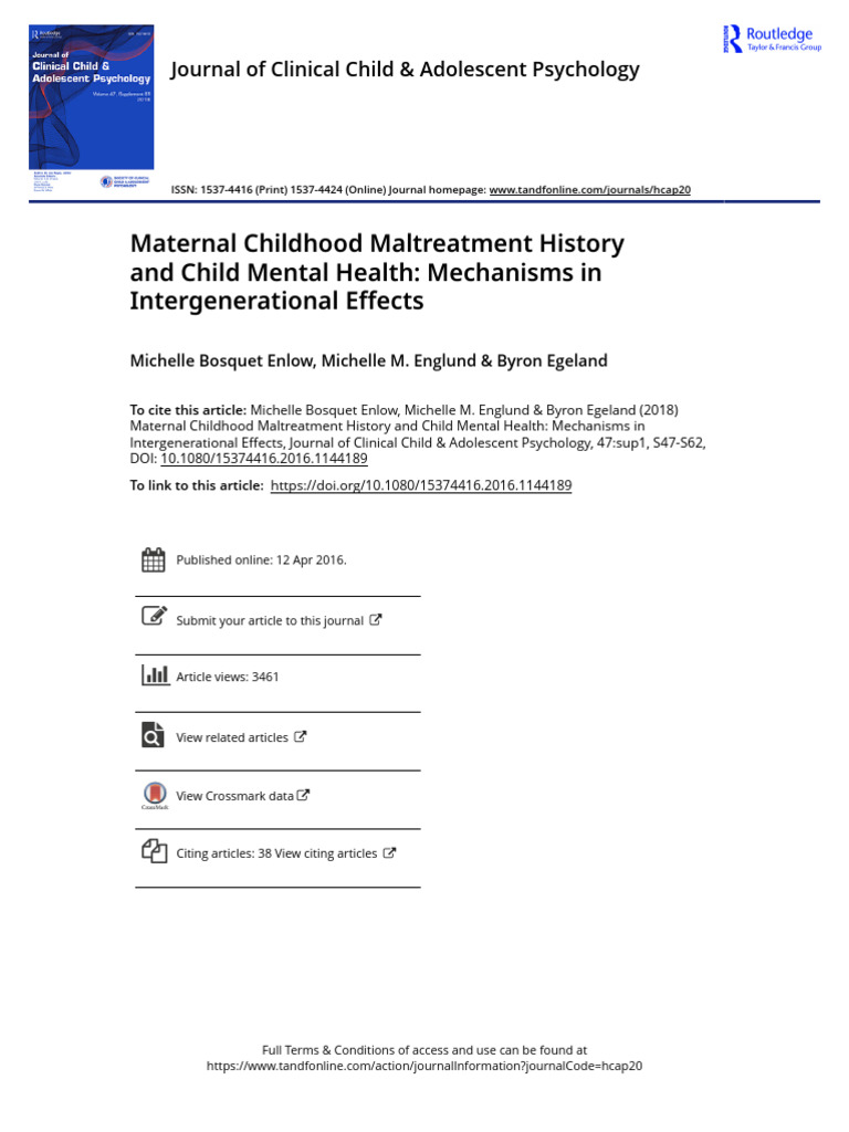 Maternal Maltreatment and Child Mental Health | PDF | Child Abuse ...