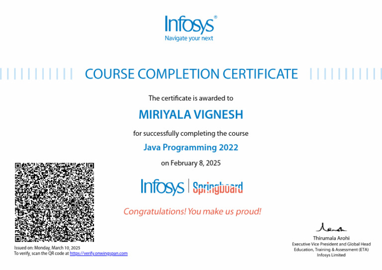Miriyala Vignesh: Java Programming 2022 | PDF