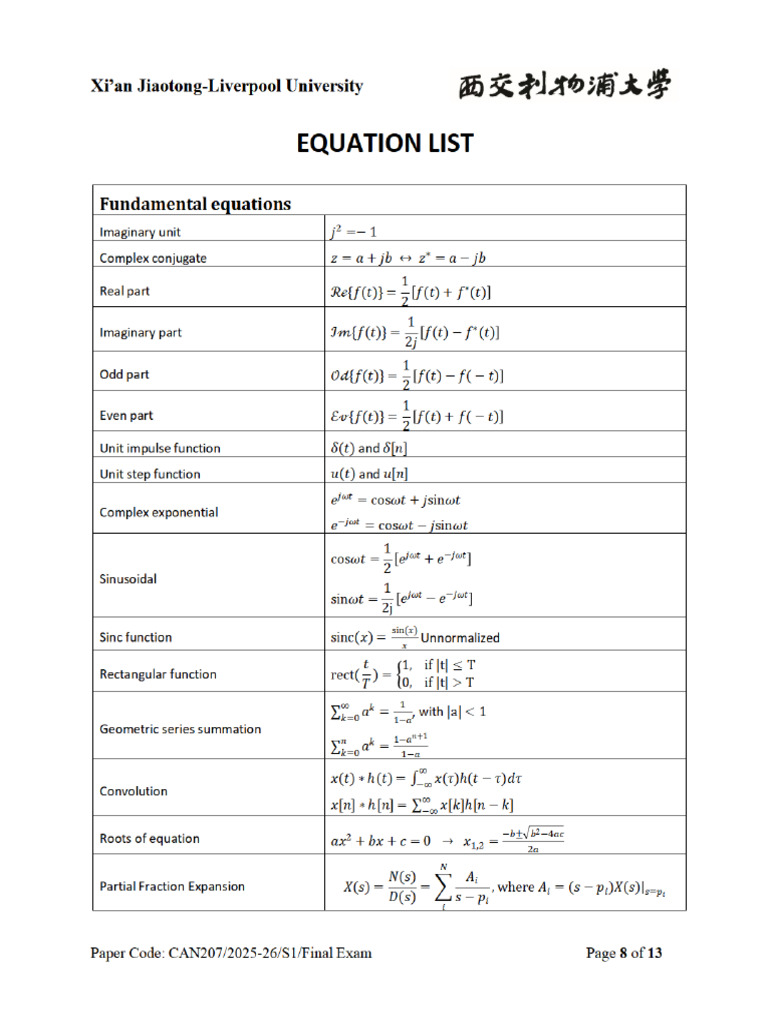 Equation List (Updated) | PDF