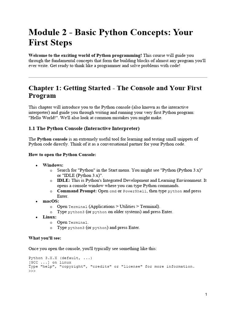 Module 2_Basic Python Concepts-1 | PDF | Command Line Interface ...