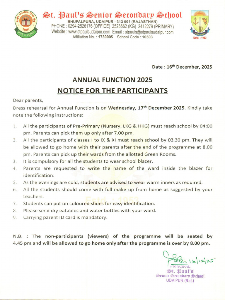 Annual Function 2025 Notice For Participants | PDF