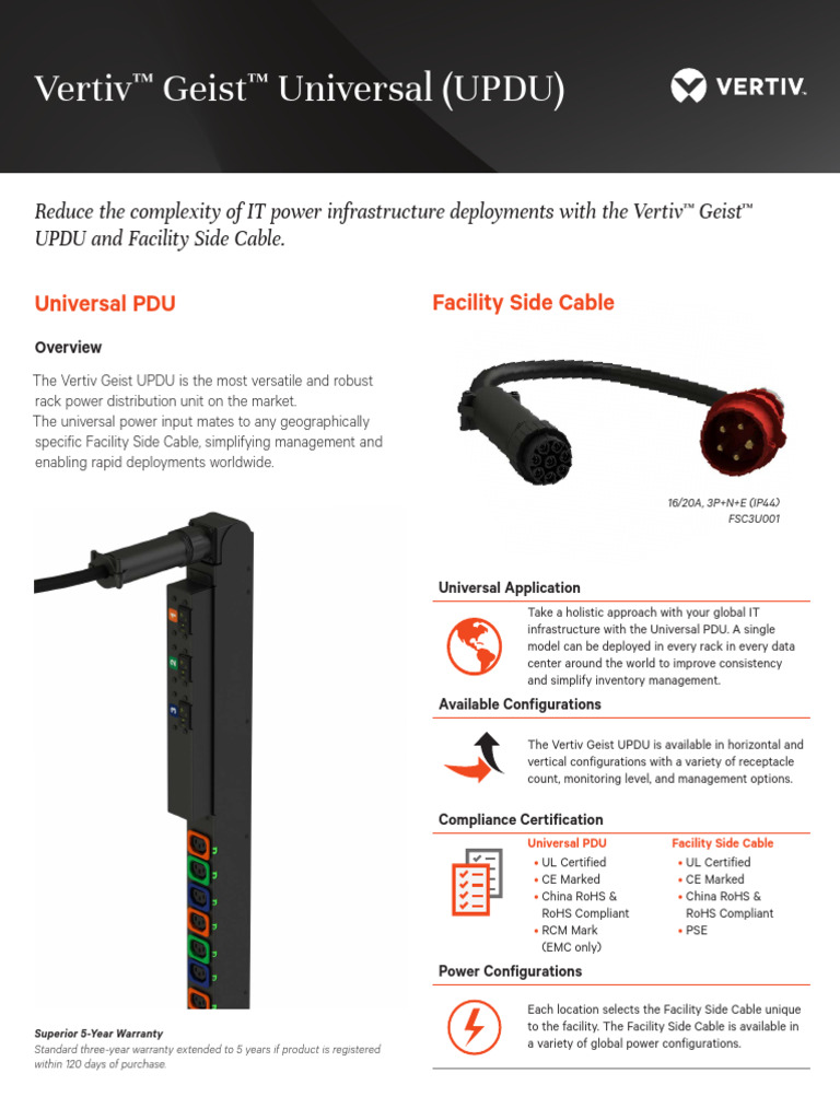Vertiv Geist Universal Rack PDU Guide | PDF