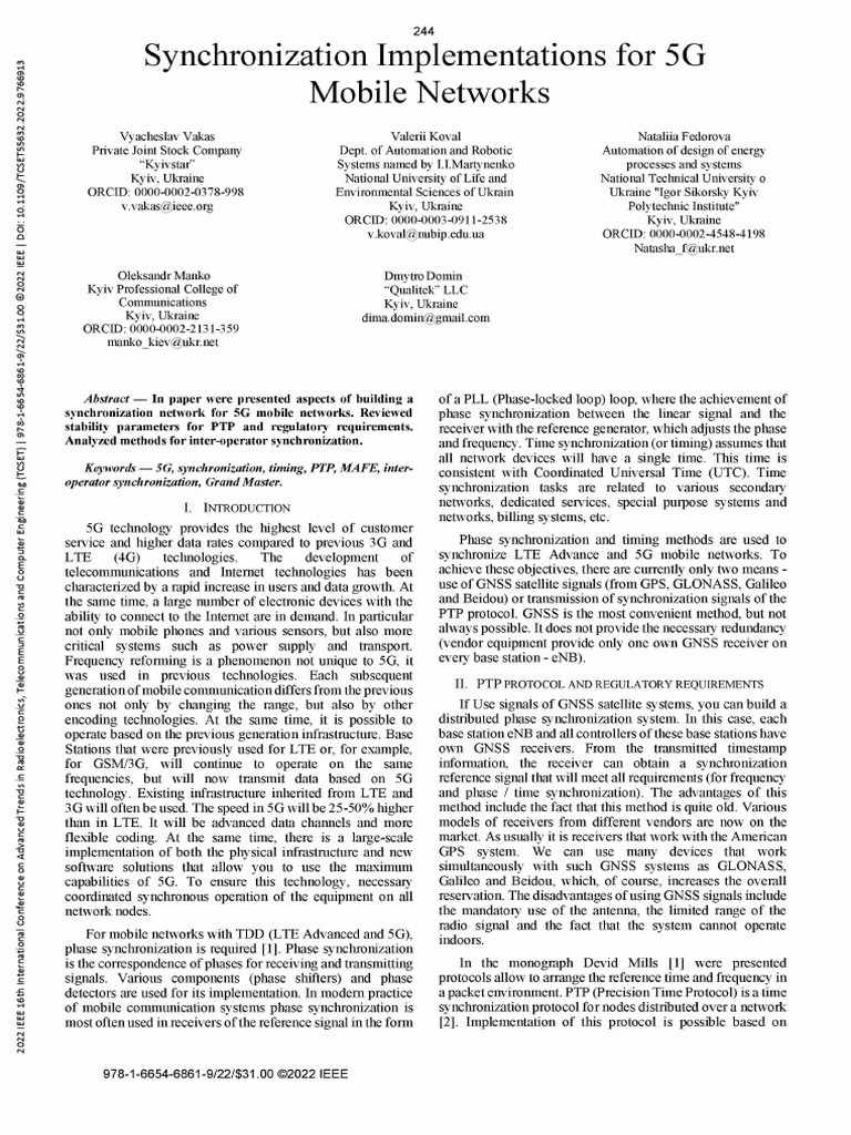5G Synchronization Network Strategies | PDF | Telecommunications ...