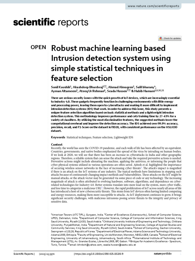 Machine Learning for IoT Intrusion Detection | PDF | Machine Learning ...