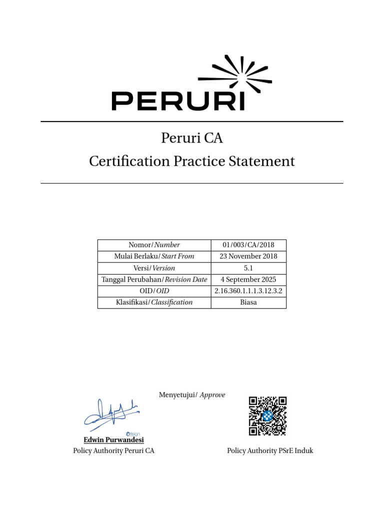Peruri CA Certification Practice Statement | PDF | Computer Security ...