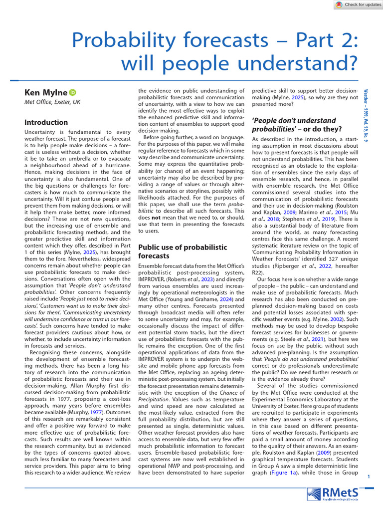 Understanding Probabilistic Weather Forecasts | PDF | Forecasting ...