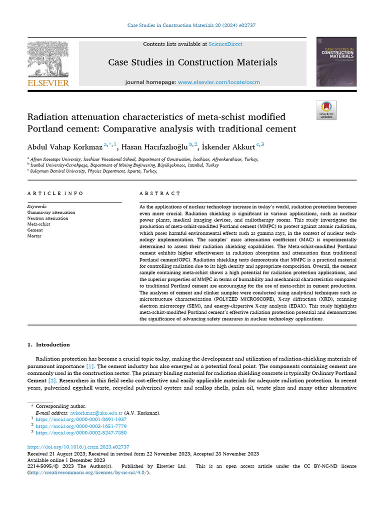 Meta-Schist Cement for Radiation Shielding | PDF | Cement | Boron