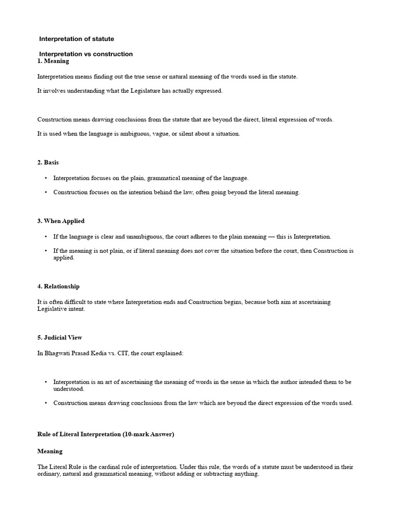 Statutory Interpretation Explained | PDF | Statutory Interpretation ...