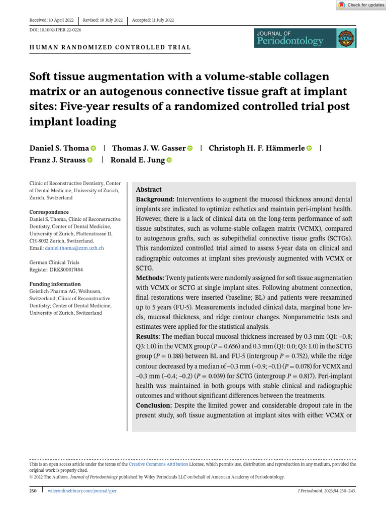Journal of Periodontology - 2022 - Thoma - Soft Tissue Augmentation ...