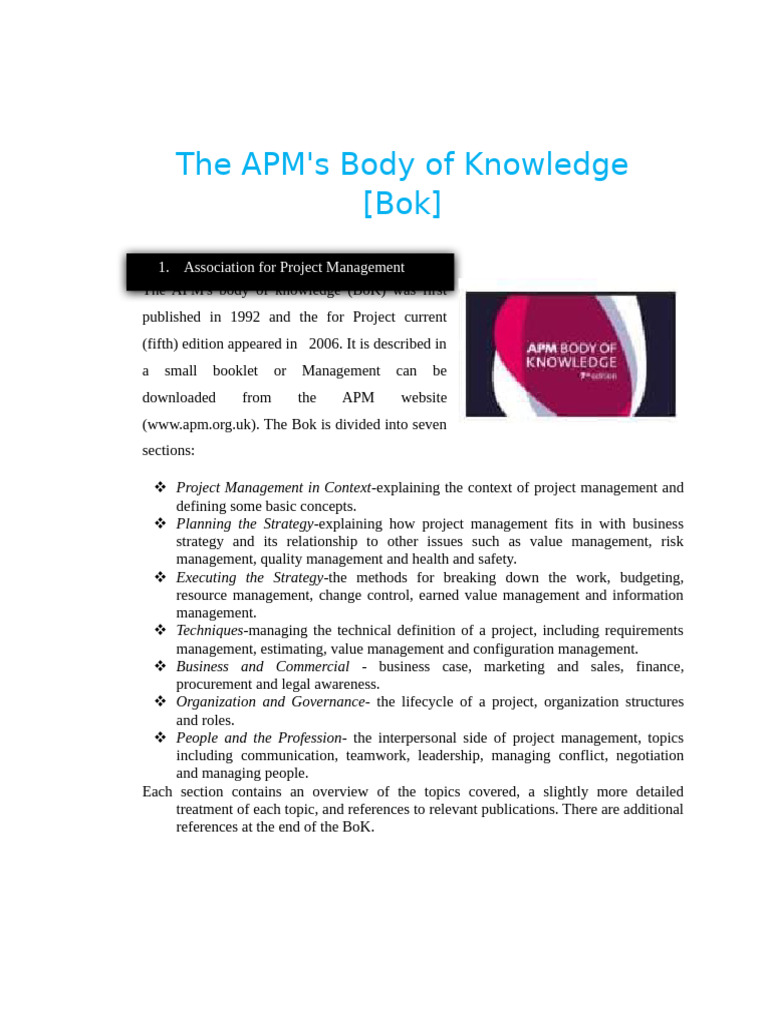 APM Body of Knowledge Overview | PDF | Project Management | Business