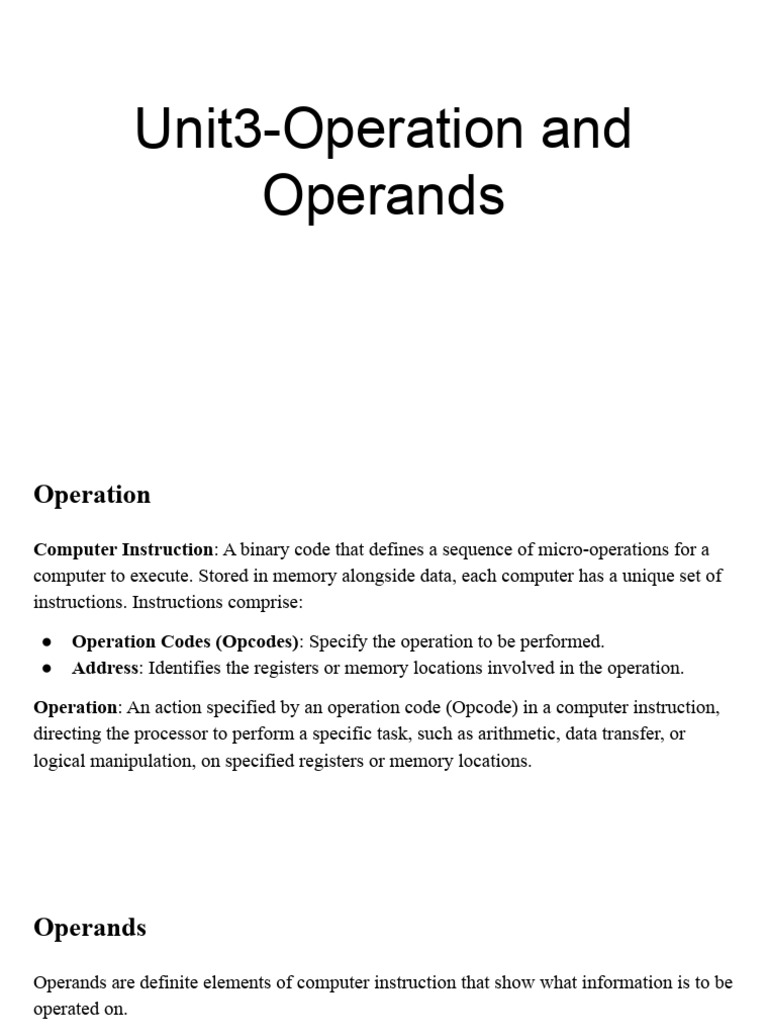 Computer Operations and Operands Explained | PDF | Character Encoding ...