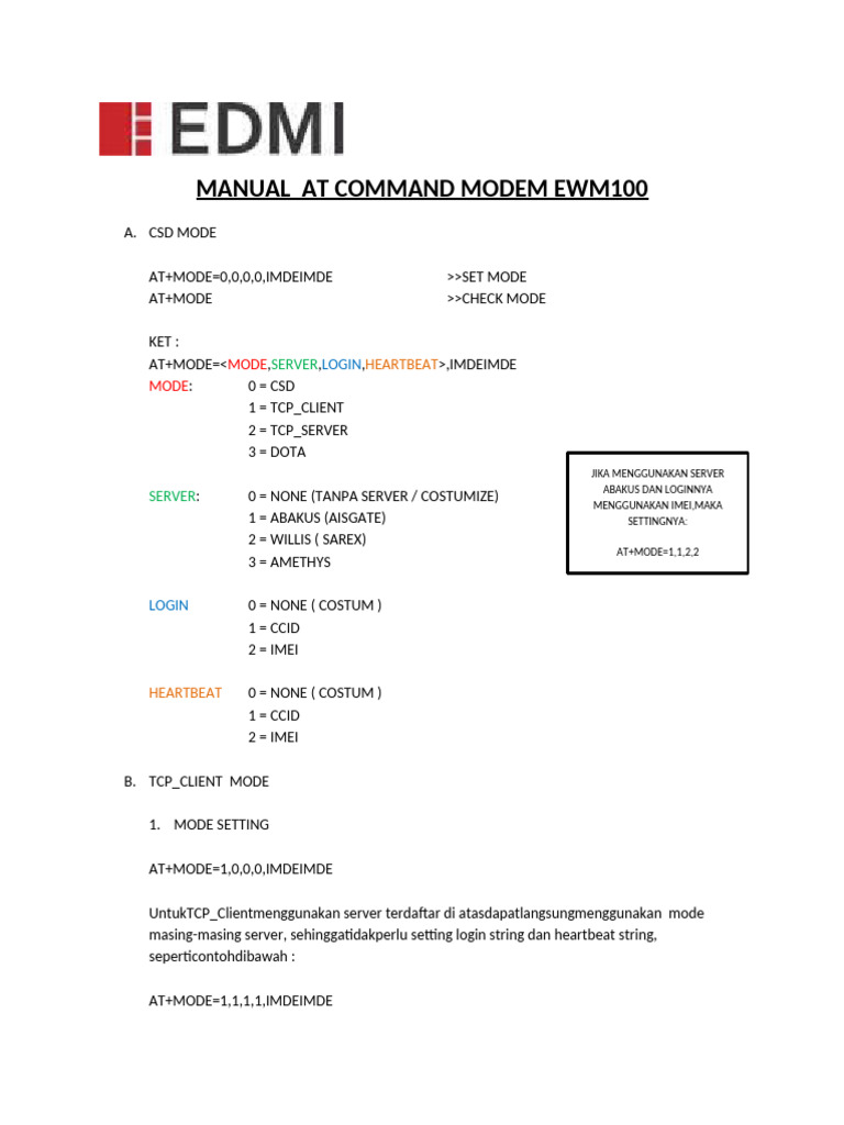 Panduan AT Command Modem EWM100 | PDF