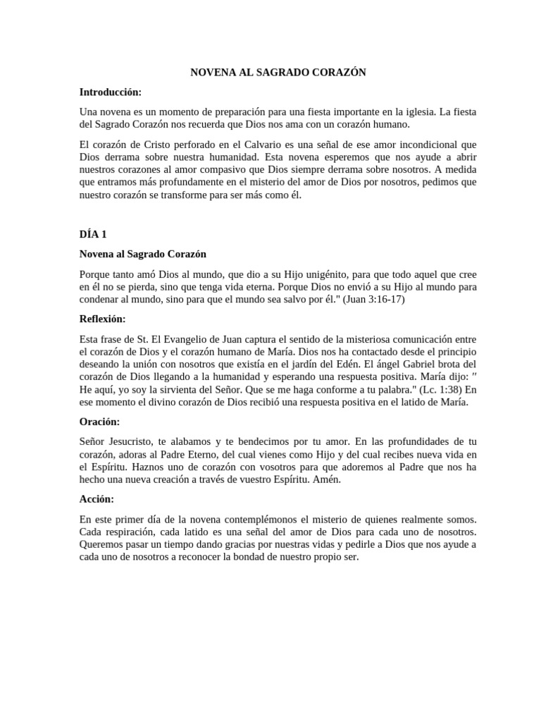 Novena al Sagrado Corazón: Reflexiones y Oraciones | PDF | Jesús ...