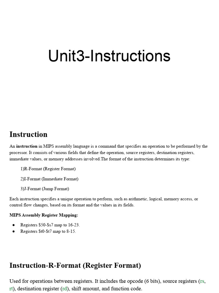 Unit3 Instructions | PDF | Computer Architecture | Computer Engineering