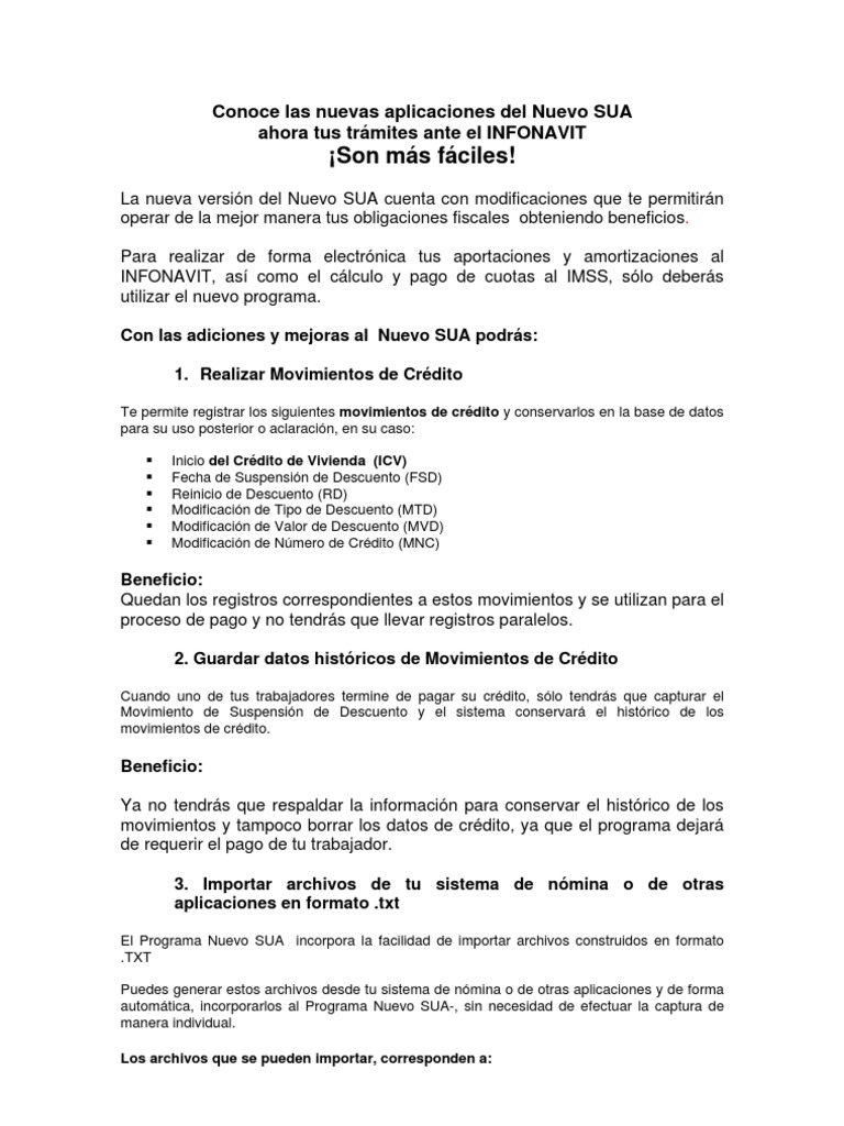 Mejoras en el Nuevo SUA 2023 | PDF | Archivo de computadora | Point and ...