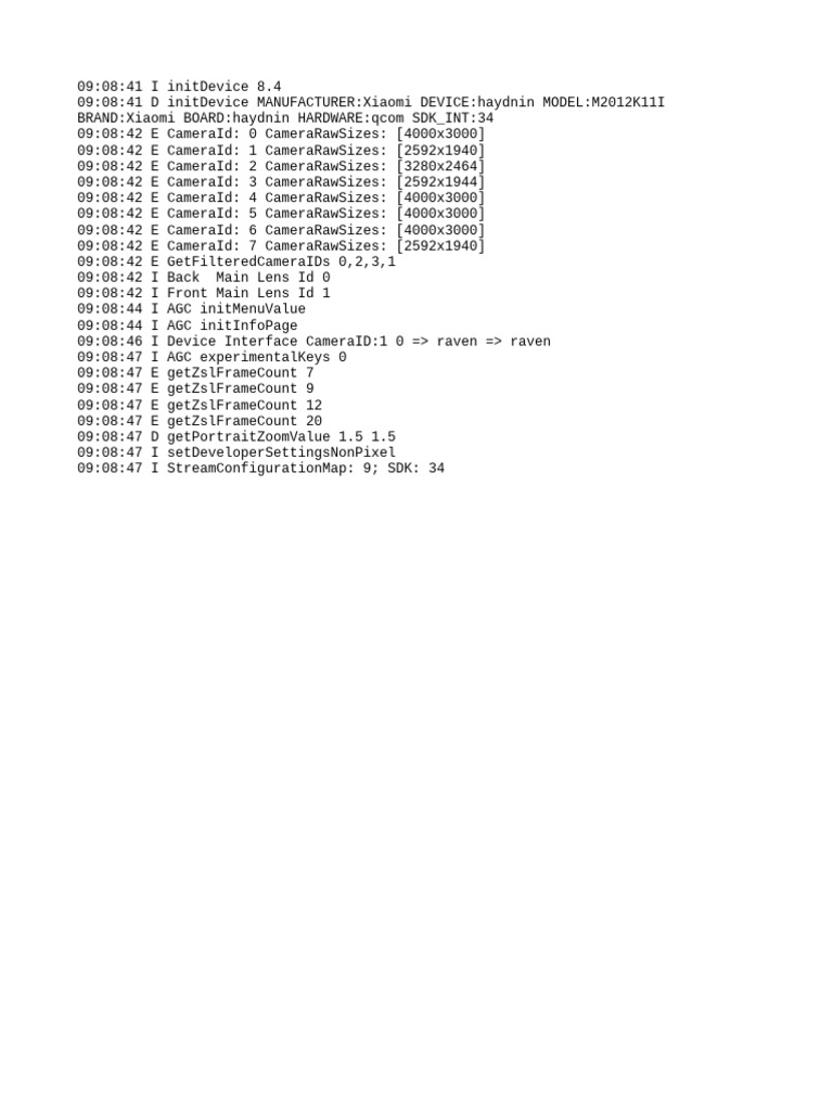 Xiaomi M2012K11I Camera Specs Log | PDF