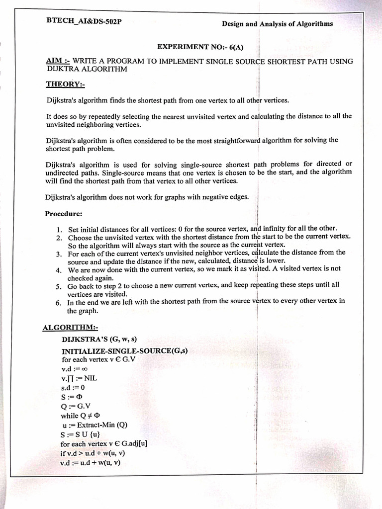 DAA 6th Practical | PDF