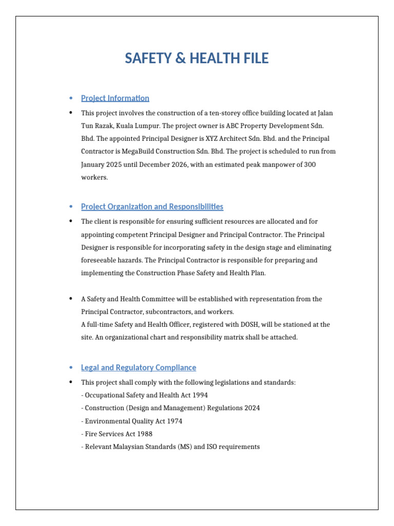 Construction Safety & Health Plan Guide | PDF | Occupational Safety And ...
