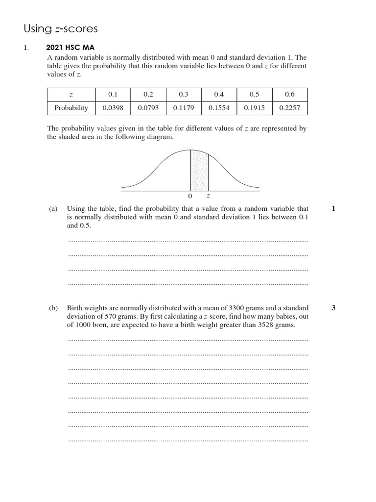 3+a+Using+z-scores | PDF | Standard Score | Normal Distribution