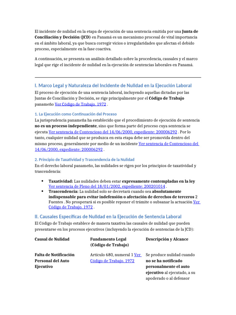 Nulidad en Ejecución de Sentencias Laborales | PDF | Sentencia (ley ...