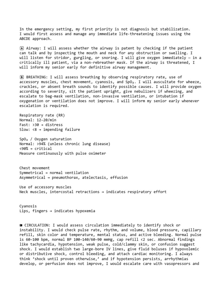 Abcde | PDF | Shock (Circulatory) | Breathing