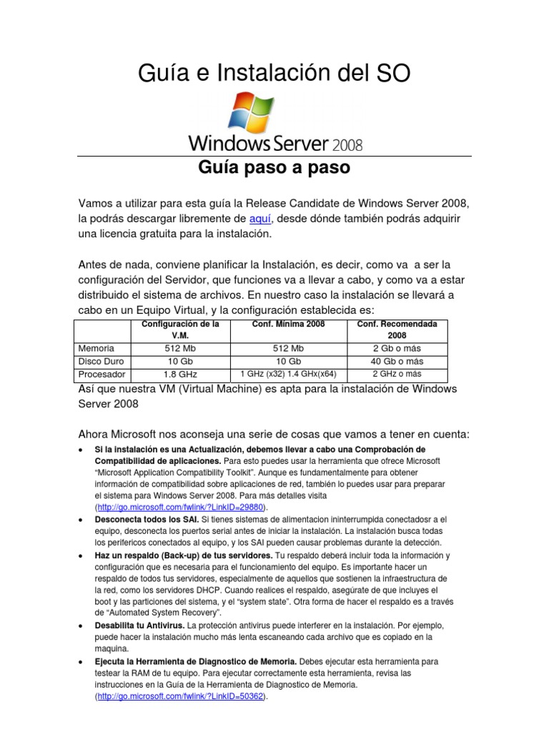 Instalación Windows Server 2008 | PDF | Windows Server 2008 | Servidor ...