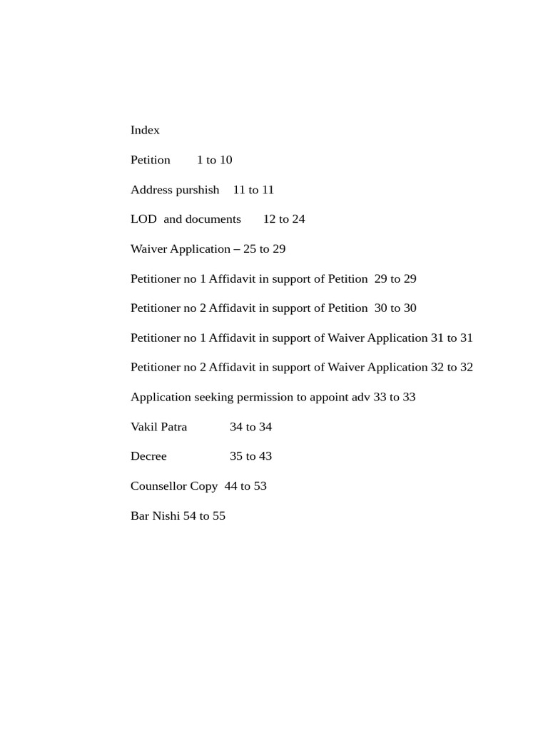 Legal Petition and Affidavit Index | PDF