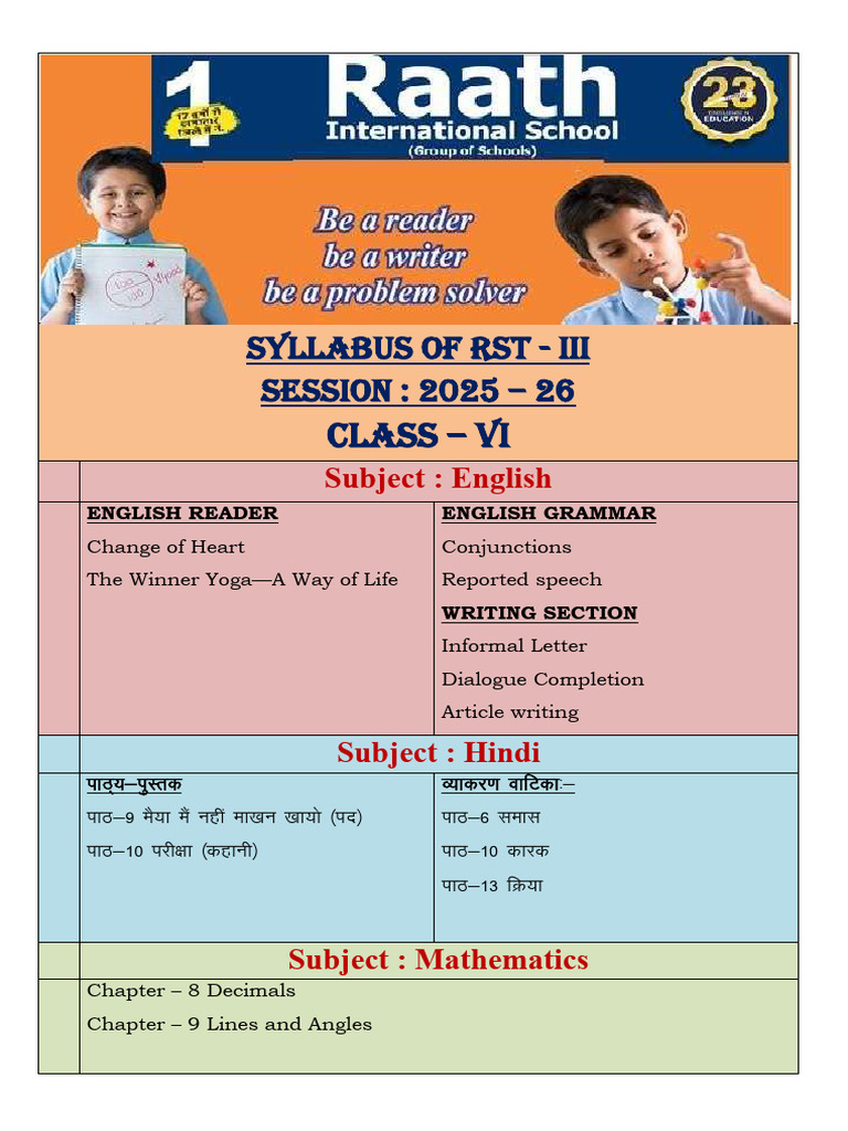 Class VI RST Syllabus 2025-26 | PDF