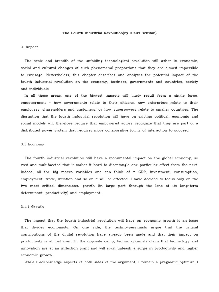 Impact of the Fourth Industrial Revolution | PDF | Economic Stagnation ...
