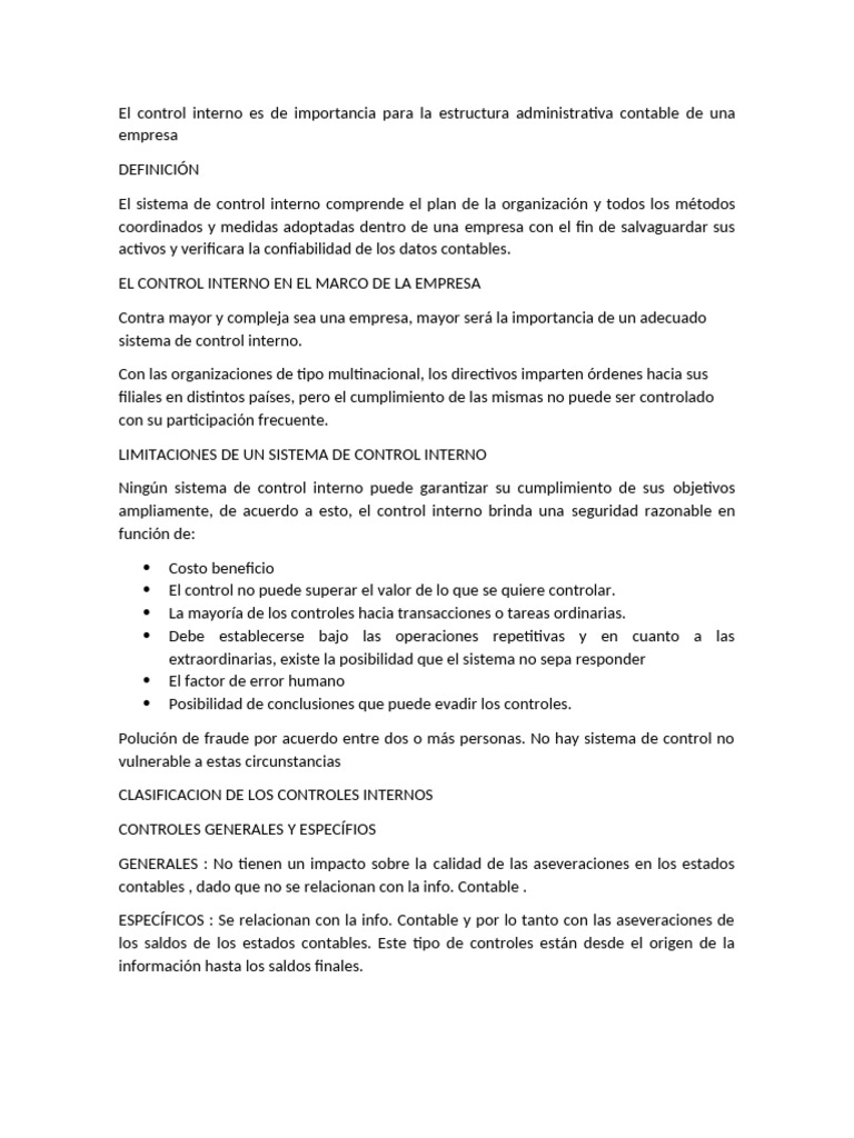 Tipos de Control Interno | PDF | Auditoría | Contabilidad