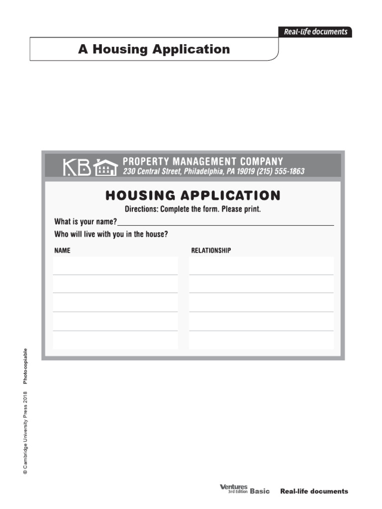 Housing Application Form Template | PDF