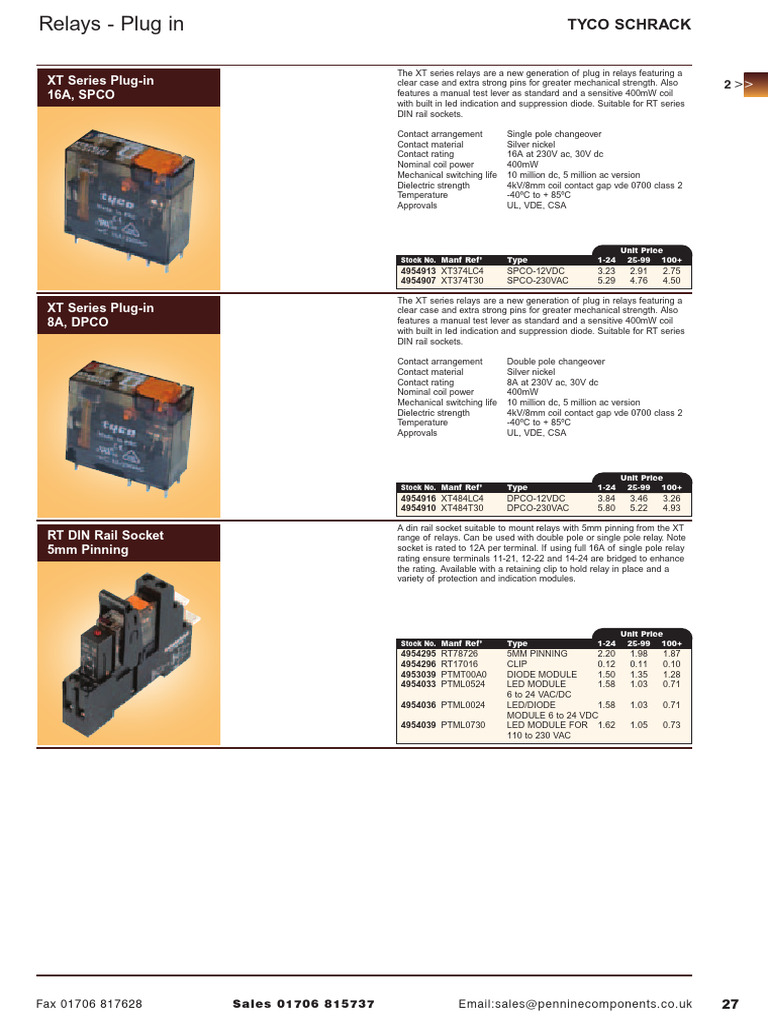 XT Series Plug-in Relays Overview | PDF | Relay | Switch