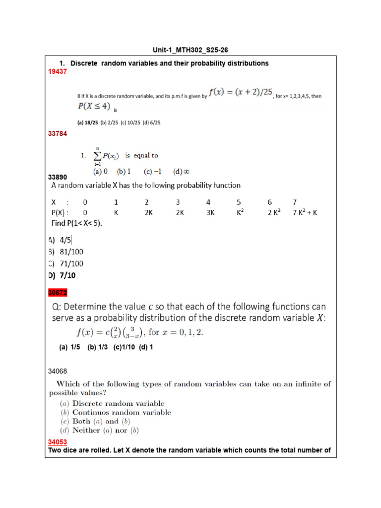 Probability Distributions and Moments | PDF | Probability Distribution ...