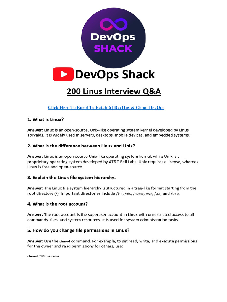 Linux Interview Questions & Answers | PDF | Linux | Computer File