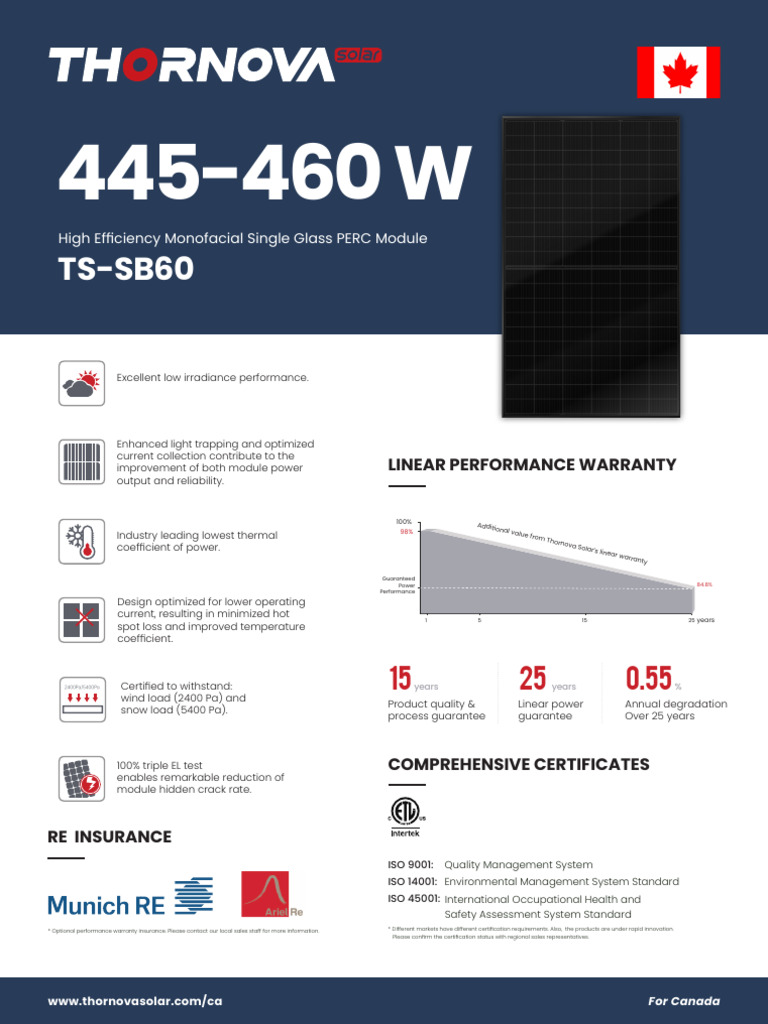 High Efficiency PERC Solar Module Specs | PDF | Electricity ...
