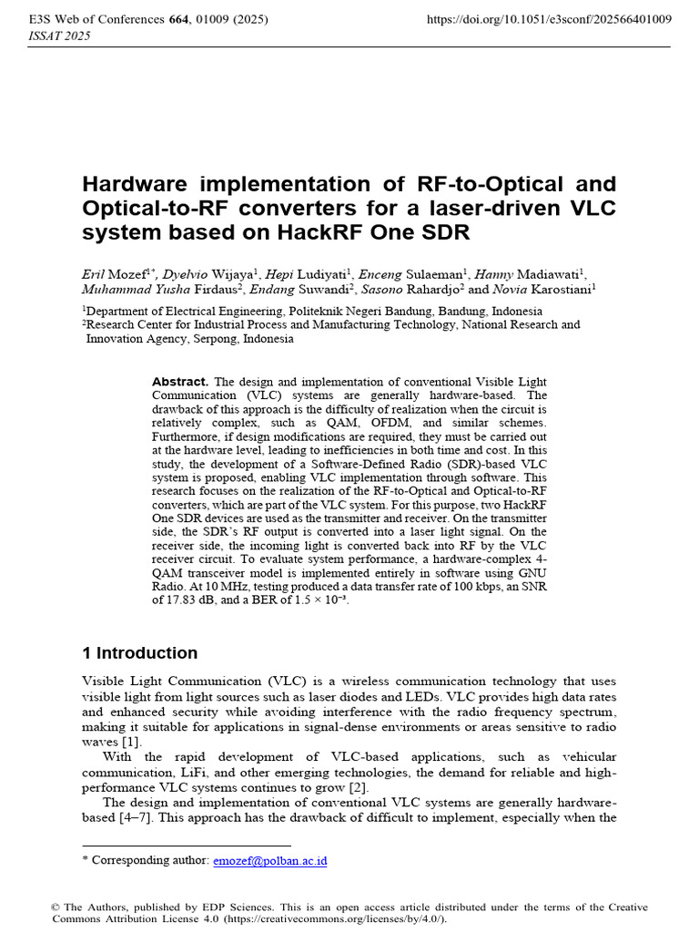 VLC System Using HackRF One SDRs | PDF | Software Defined Radio | Radio