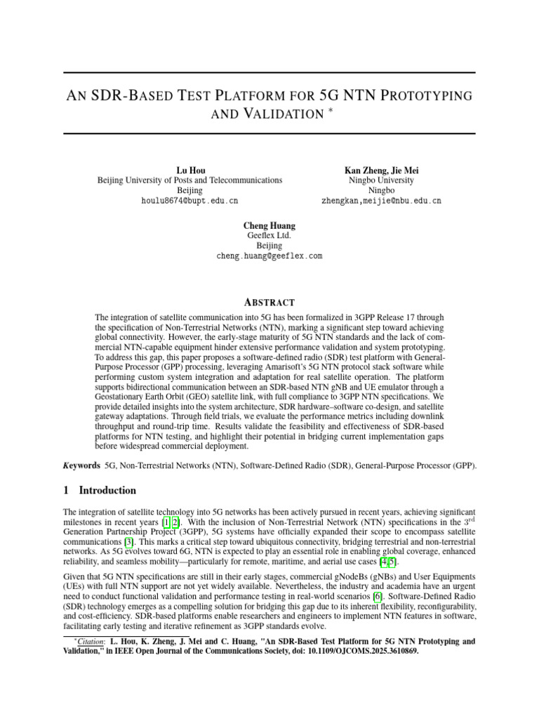 SDR Test Platform for 5G NTN Validation | PDF | Software Defined Radio ...