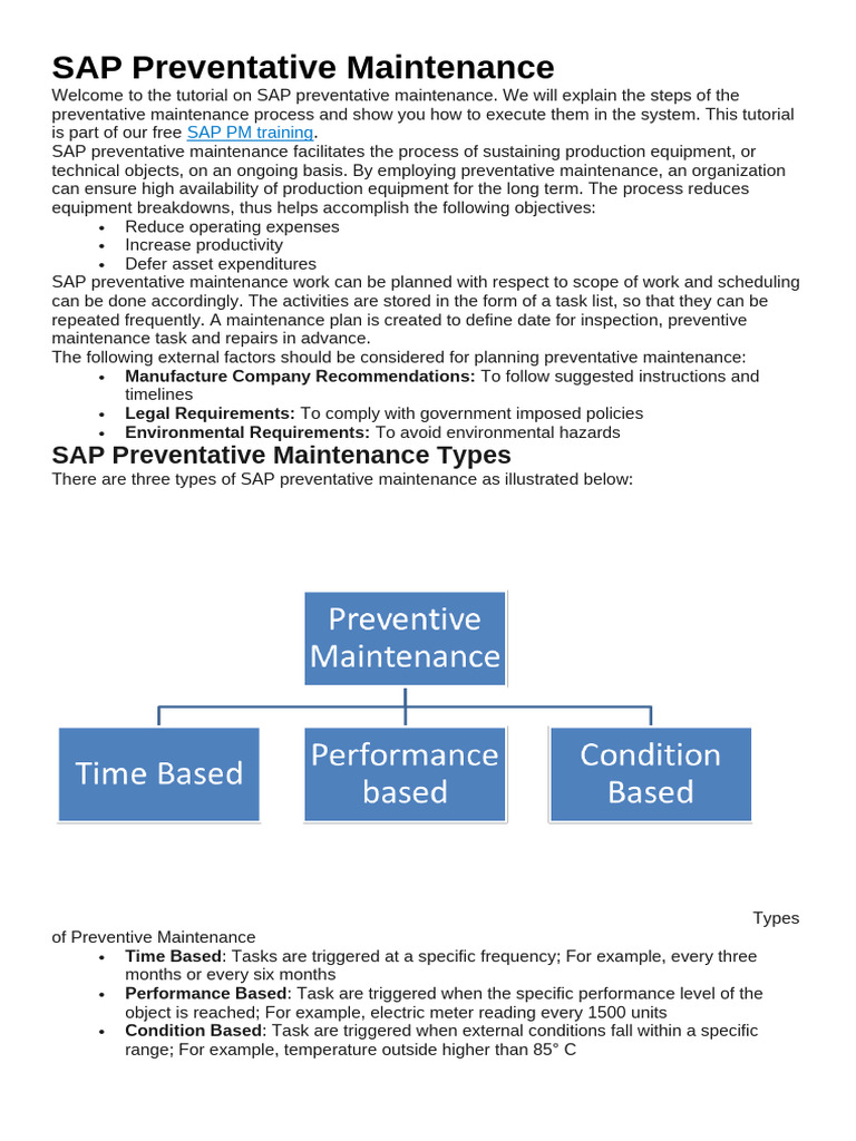 SAP Preventative Maintenance Guide | PDF